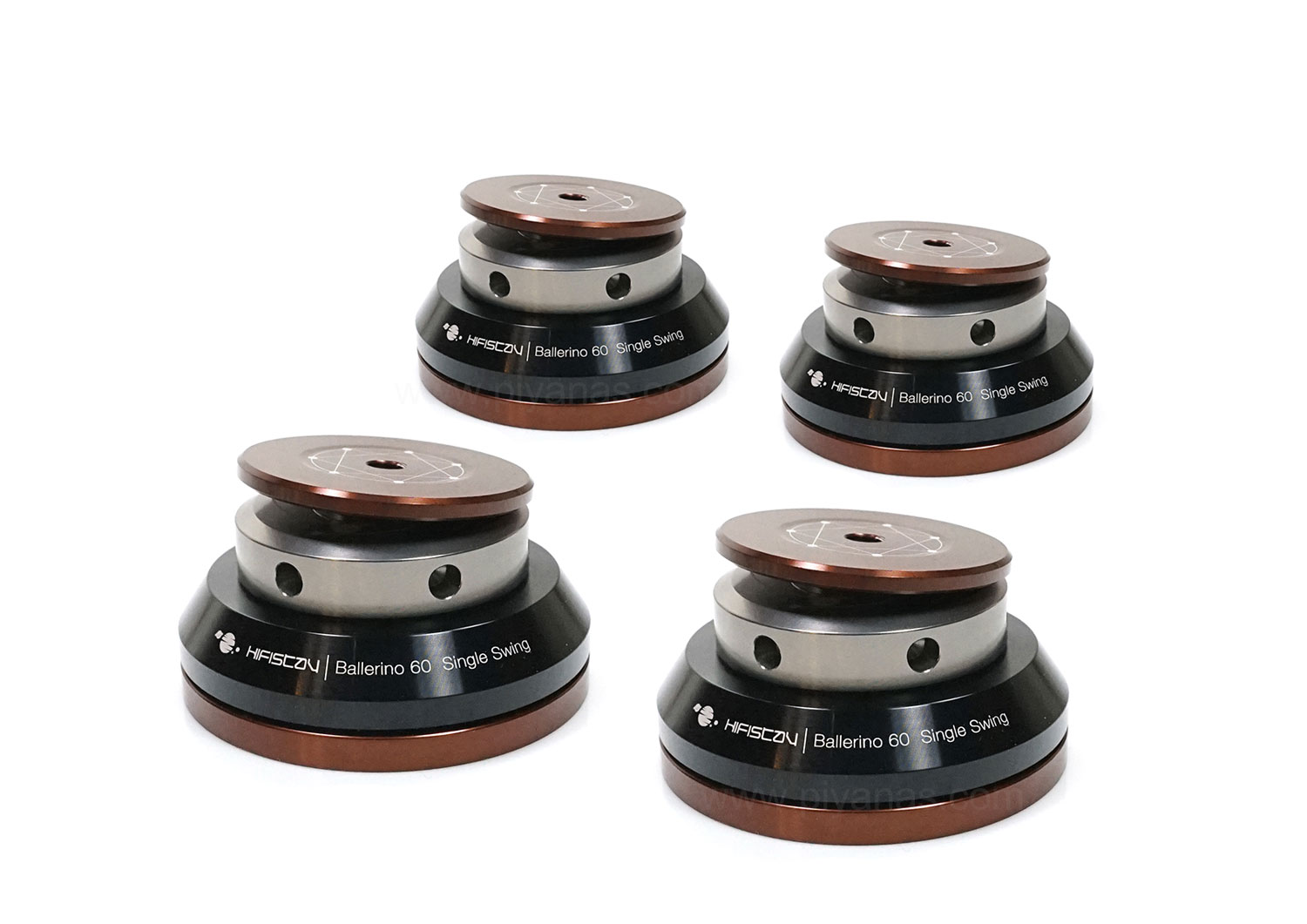 Ballerino 60 Single Swing (60 mm)  Set of 4 (Black/Silver)