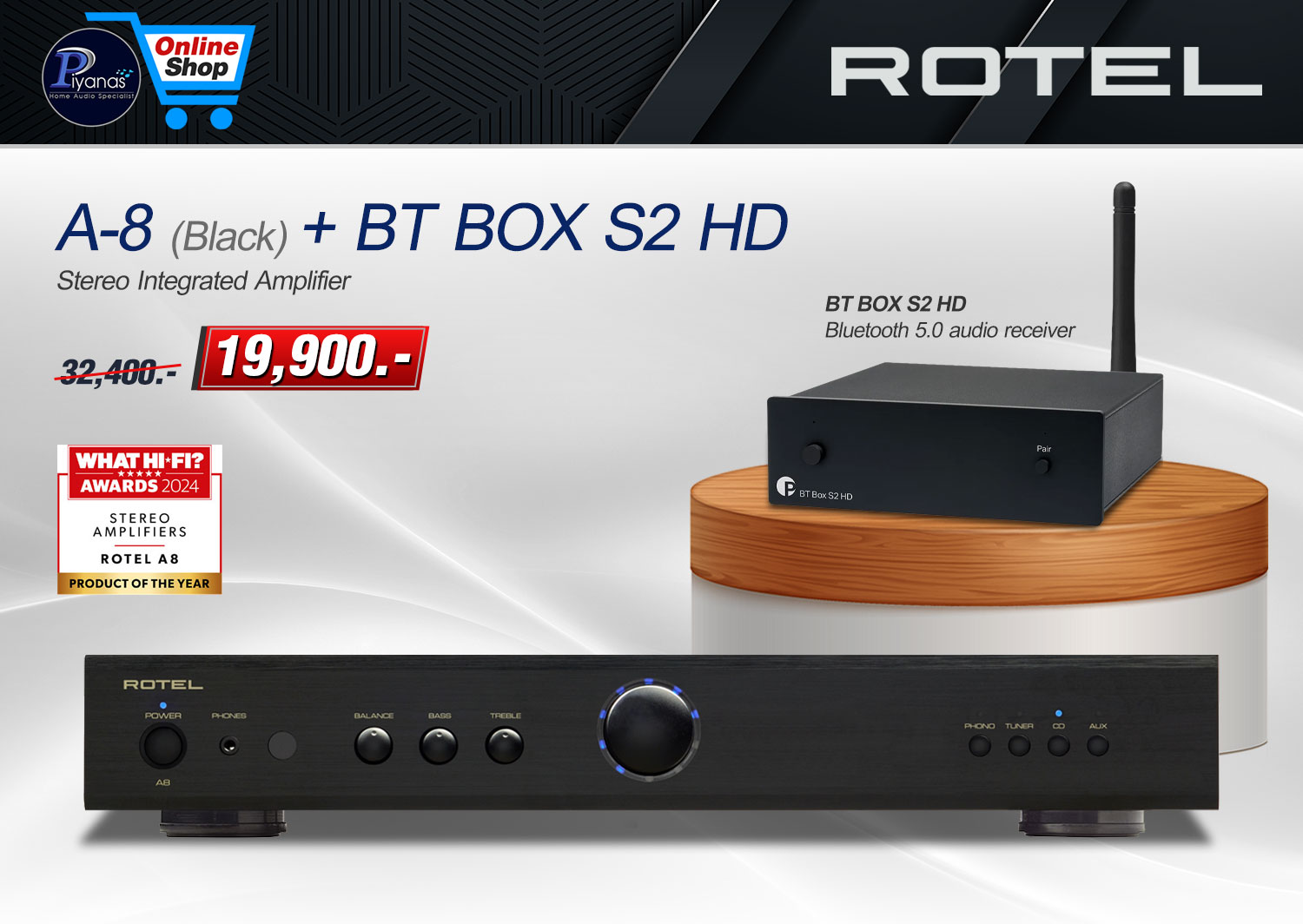A-8 (Black)/(Silver) + BT BOX S2 HD - 1